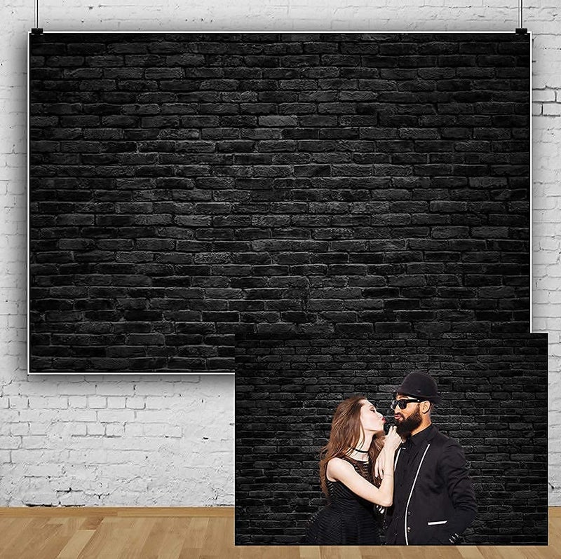 Laeacco Dark Gray Brick Wall Background 10x6.5ft Retro Black Brick Wall Backdrop Vintage Stone Texture Wall Birthday Party Photo Booth Banner Newborn Adult Portrait Video Shoot Studio Prop Wallpaper - Image 1